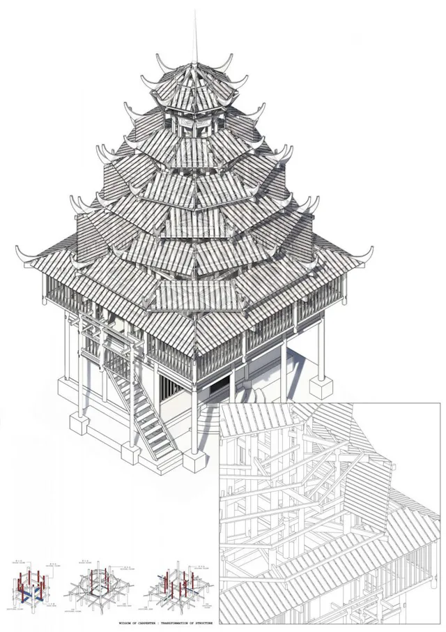 Dong Building Drum Tower Study 1 848x1200