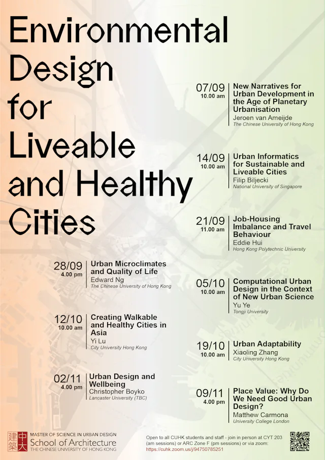 Lecture Series: Environmental Design for Liveable and Healthy Cities